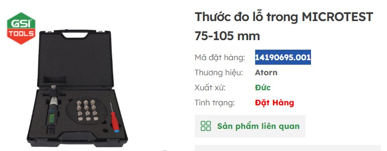 thước đo lỗ trong microtest GSI ph&acirc;n phối