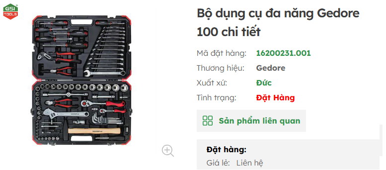 Bộ dụng cụ đa năng Gedore 100 chi tiết – hộp dụng cụ sửa chữa đa năng chính hãng Gedore