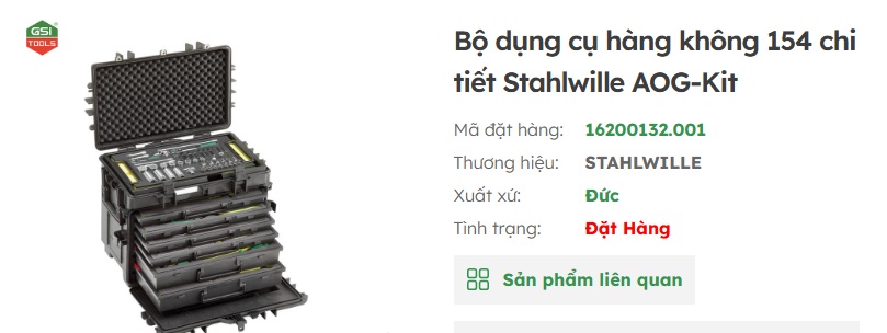 bộ dụng cụ hàng không 154 chi tiết