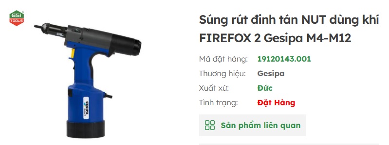 Súng rút đinh tán NUT dùng khí