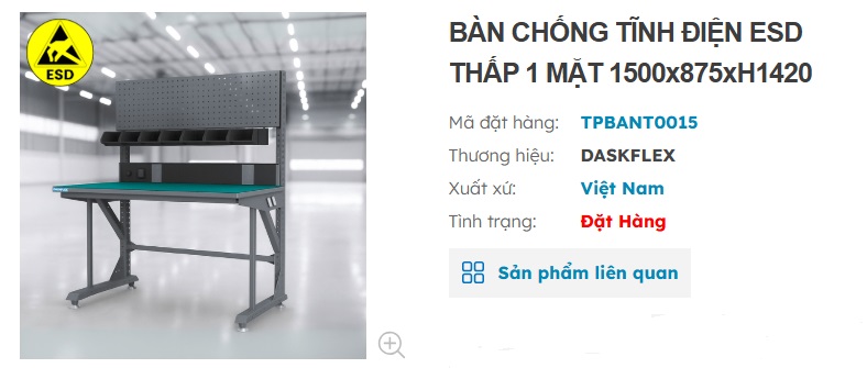 b&agrave;n chống tĩnh điện thấp 1 mặt