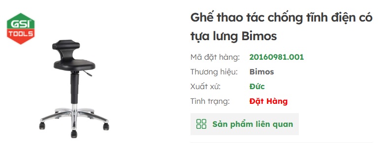 ghế thao t&aacute;c chống tĩnh điện bimos