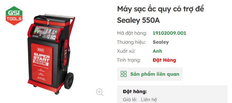 gsi ph&acirc;n phối m&aacute;y sạc ắc quy sealey