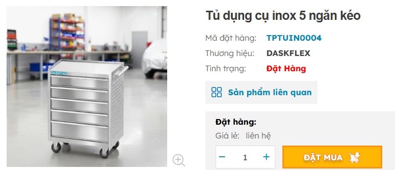 tủ đựng dụng cụ inox 5 ngăn k&eacute;o