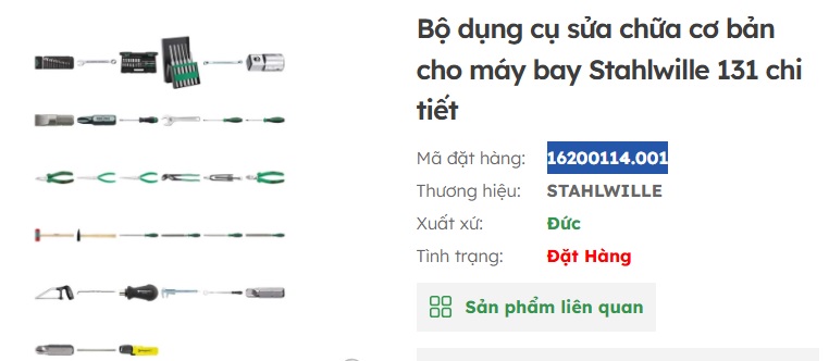bảo tr&igrave; m&aacute;y bay v&agrave; bộ dụng cụ stahwille 131 chi tiết