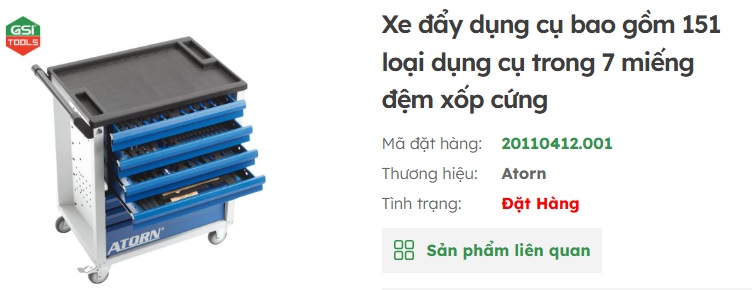xe đẩy dụng cụ atorn 7 ngăn 151 chi tiết