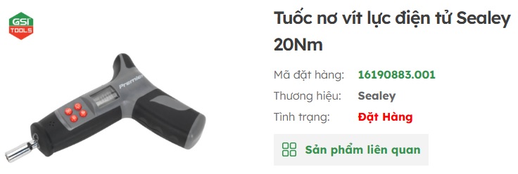 tua v&iacute;t điện tử Sealey GSI ph&acirc;n phối ch&iacute;nh h&atilde;ng