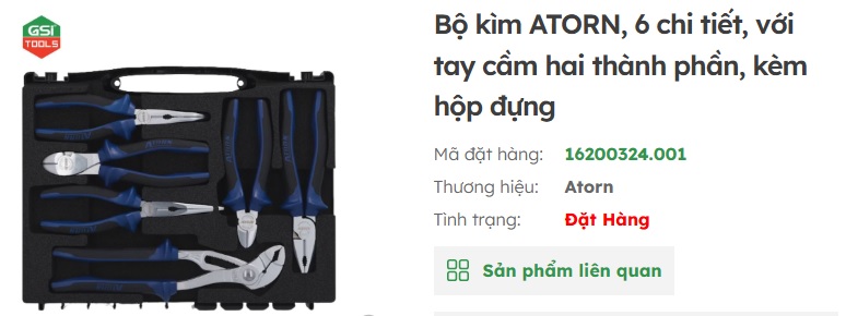 bộ k&igrave;m atorn 6 chi tiết tay cầm 2 th&agrave;nh phần