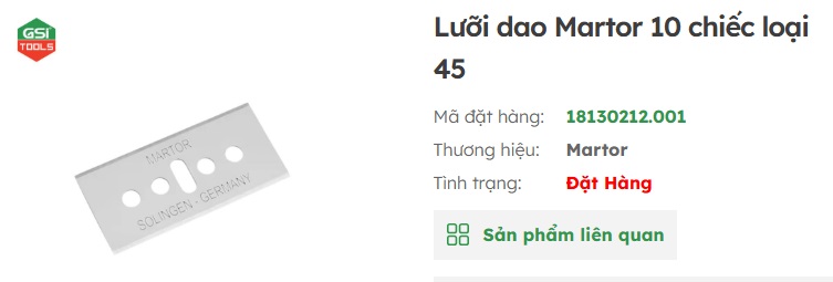lưỡi dao thay thế martor ch&iacute;nh h&atilde;ng tại Việt nam