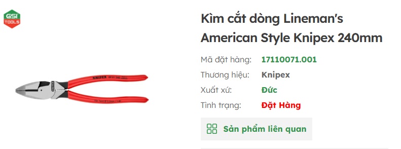 K&igrave;m cắt Knipex Lineman