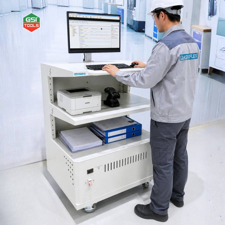 trạm l&agrave;m việc di động t&iacute;ch hợp pin sạc