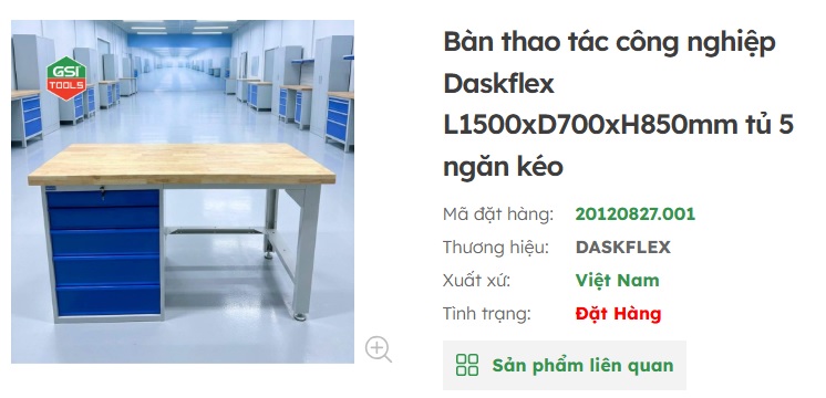 b&agrave;n thao t&aacute;c c&ocirc;ng nghiệp 5 ngăn k&eacute;o daskflex