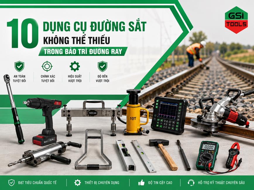 10 dụng cụ đường sắt không thể thiếu trong bảo trì đường ray