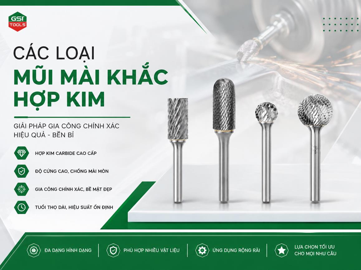Các loại mũi mài khắc hợp kim phổ biến hiện nay: Hướng dẫn lựa chọn đúng cho từng ứng dụng gia công