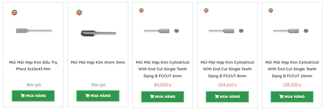 mũi m&agrave;i hợp kim h&igrave;nh trụ