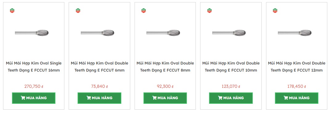 mũi m&agrave;i hợp kim h&igrave;nh oval
