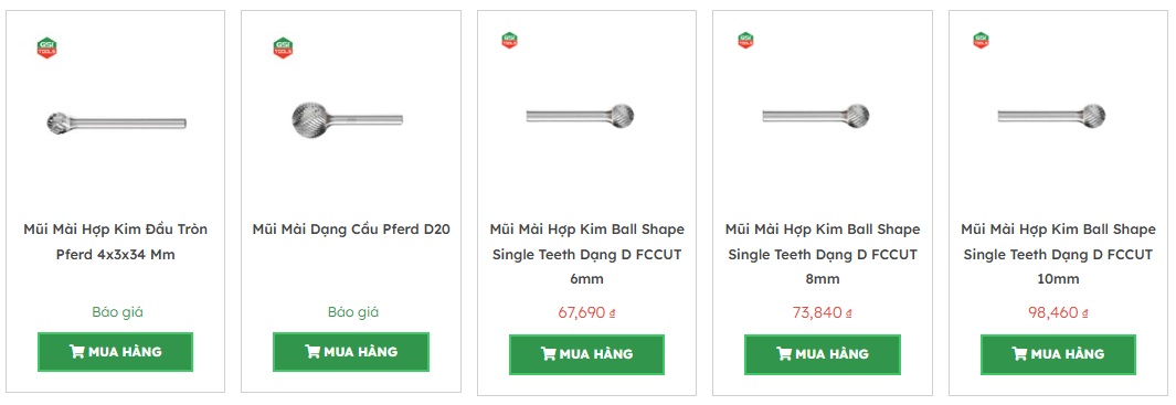 mũi m&agrave;i hợp kim h&igrave;nh cầu