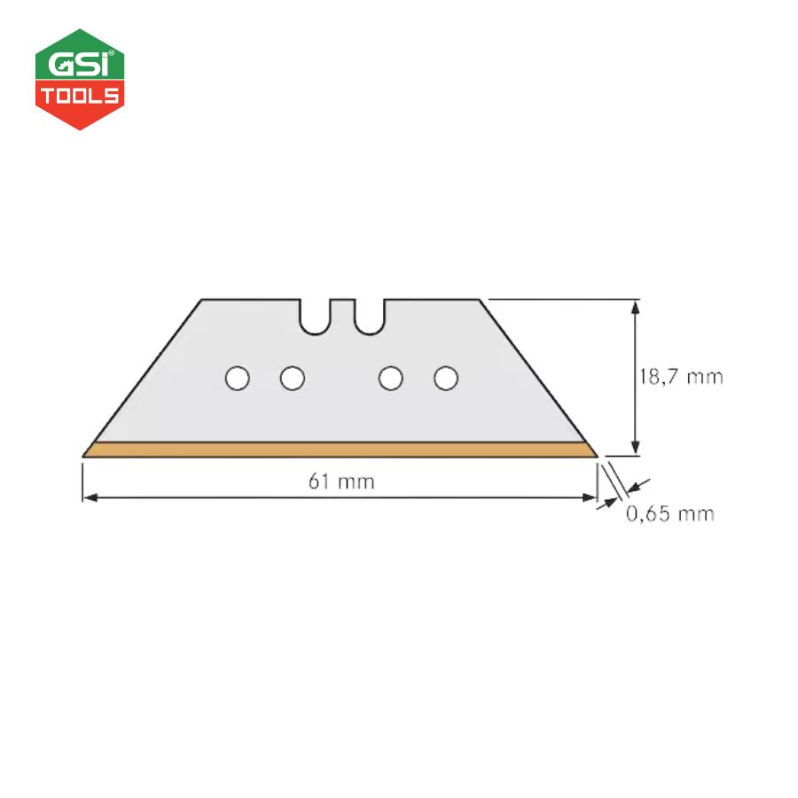 Lưỡi dao hình thang Lutz phủ TiN, KT: 61x18.7x0.65mm  