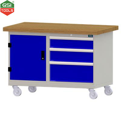Bàn nguội CO mặt tre di động 3 ngăn kéo 1 tủ DASKFLEX 1200x700