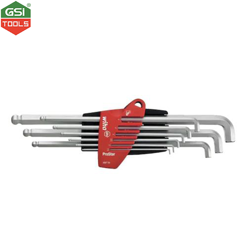 Bộ lục giác tay ngắn đầu bi 9 chi tiết Wiha 1.5-10mm