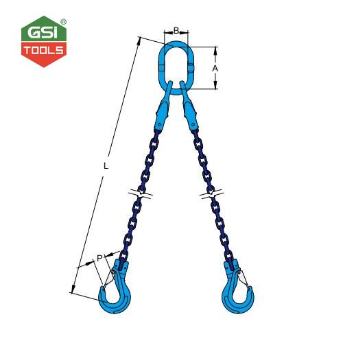Sling xích lưỡi gà 2 chân 9.4 tấn YOKE cỡ 13 mm