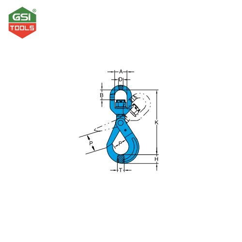 Móc cẩu xoay khóa an toàn 1.4 tấn YOKE cỡ 6 mm