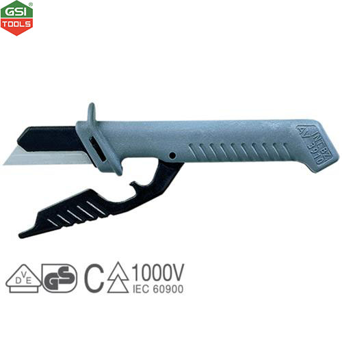 Dao gọt cáp cách điện 1000V lưỡi thay thế cán xám Intercable 50x200mm